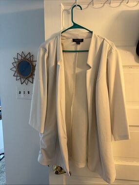 Perceptions Cream Open-Front Draped Blazer Jacket